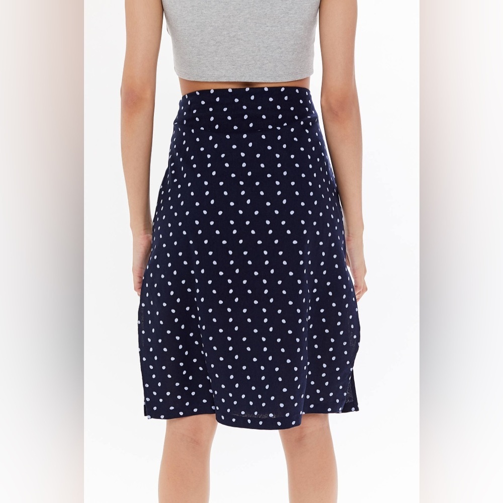 MINKPINK | Pip Polka Dot Midi Skirt | Navy Blue | Size L - Picture 4 of 16